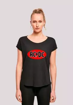Футболка с принтом ACDC RED CIRCLE LOGO PREMIUM ROCK METAL MUSIK BAND FAN MERCH F F4NT4STIC, черный