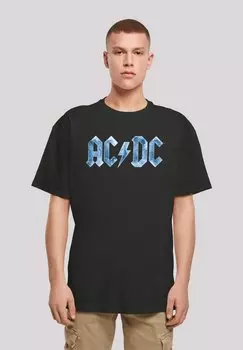 Футболка с принтом ACDC ROCK BAND BLUE ICE LOGO F4NT4STIC, черный