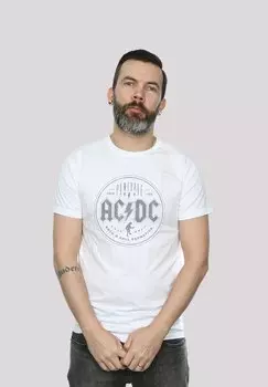 Футболка с принтом ACDC ROCK N ROLL DAMNATION - ROCK METAL MUSIK BAND FAN M F4NT4STIC, белый