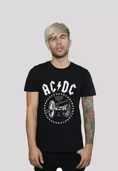 Футболка с принтом ACDC WE SALUTE YOU CANNON - PREMIUM ROCK METAL MUSIK BAND FAN ME F4NT4STIC, черный