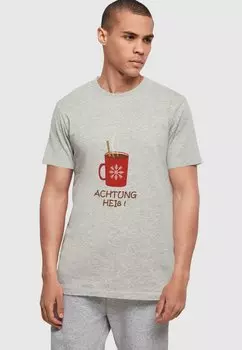 Футболка с принтом ACHTUNG HEI BASIC ROUND NECK Merchcode, цвет heather grey