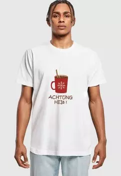 Футболка с принтом ACHTUNG HEISS ROUND NECK Merchcode, цвет white