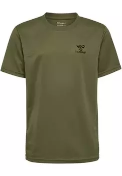 Футболка с принтом ACTIVE PL S S Hummel, цвет olive night