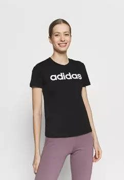 Футболка с принтом Adidas, черно-белый