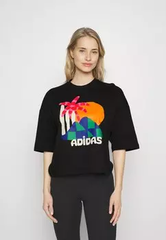 Футболка с принтом Adidas, черный