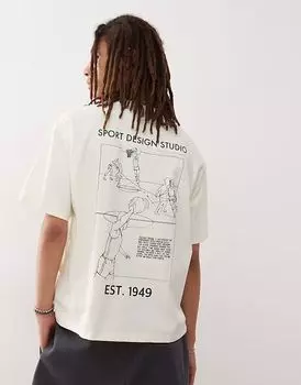 Футболка с принтом Adidas Originals Basketball кремового цвета