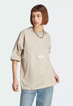 Футболка с принтом adidas Originals, бежевая