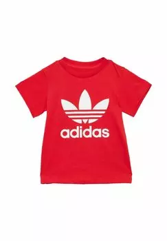 Футболка с принтом adidas Originals, лучше алого цвета Trefoil Tee