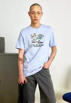 Футболка с принтом adidas Originals, светло-синий