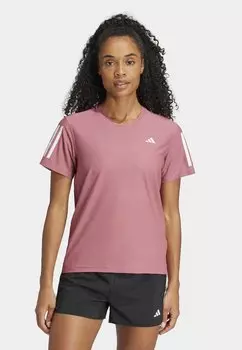 Футболка с принтом adidas Performance, preloved малиновый