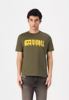 Футболка с принтом ADJUST Diesel, оливковый