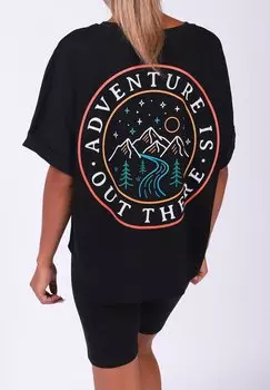 Футболка с принтом ADVENTURE IS OUT THERE Watapparel, цвет black