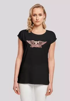 Футболка с принтом AEROSMITH ROCK BAND LOGO F4NT4STIC, черный
