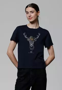 Футболка с принтом AFTS HIRSCH watapparel, темно-синий