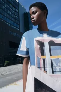 Футболка с принтом альберта флорента ZARA, синий