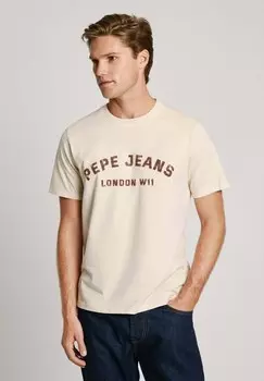 Футболка с принтом ALDRIDGE Pepe Jeans, белый
