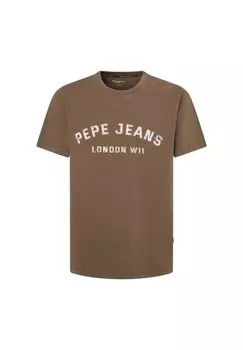 Футболка с принтом ALDRIDGE Pepe Jeans, коричневый