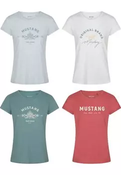 Футболка с принтом ALEXIA C LOGO 4ER PACK Mustang, цвет multi coloured