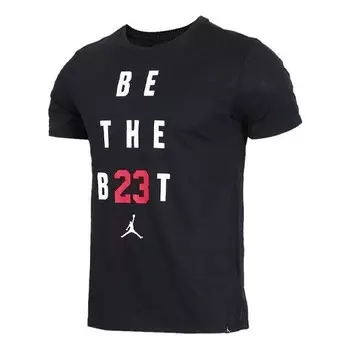 Футболка с принтом алфавита повседневные с коротким рукавом Air Jordan, черный
