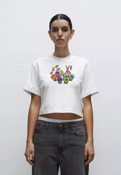 Футболка с принтом ALICE IN WONDERLAND ALICE IN FLOWERLAND Disney, белый