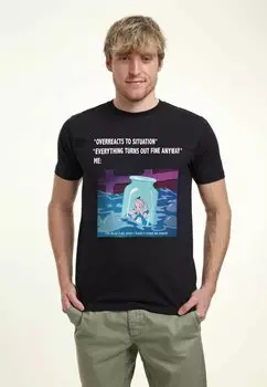 Футболка с принтом Alice In Wonderland Anxiety Meme Disney, цвет navy blue