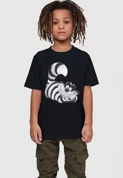 Футболка с принтом ALICE IN WONDERLAND CHESHIRE CAT MON ABSOLUTE CULT, цвет black