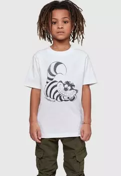 Футболка с принтом ALICE IN WONDERLAND CHESHIRE CAT MON ABSOLUTE CULT, цвет white