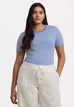 Футболка с принтом ALLI STRIPED STRETCH COTTON CREWNECK TEE Lauren Ralph Lauren Woman, синий