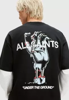 Футболка с принтом AllSaints, черный