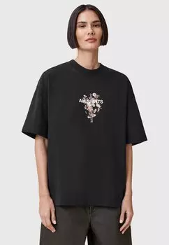 Футболка с принтом AllSaints, черный