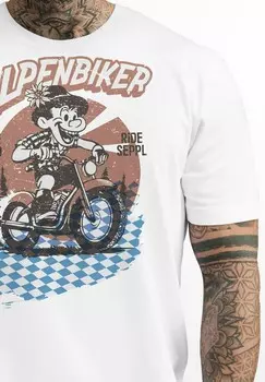 Футболка с принтом ALPEN BIKER BAYERN RETRO VINTAGE STYLE FASHION STREETSTYLE Neverless, белый