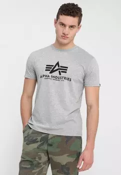 Футболка с принтом Alpha Industries, цвет grey heather