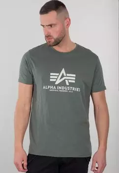 Футболка с принтом Alpha Industries, цвет vintage green