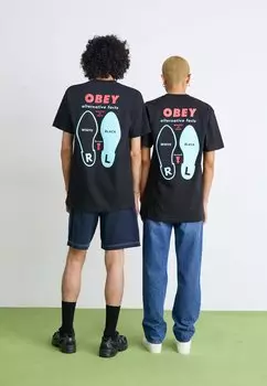Футболка с принтом Alternative Facts Unisex Obey Clothing, черная