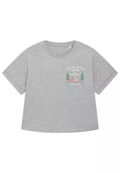 Футболка с принтом ALWAYS EXPLORING NEVER LOST watapparel, цвет Mottled Grey