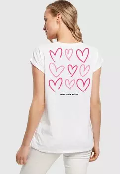 Футболка с принтом ALWAYS TRUST YOUR HEART EXTENDED SHOULDER TEE Mister Tee, белый
