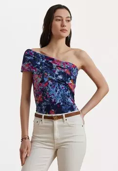 Футболка с принтом AMBELLA ONE SHOULDER Lauren Ralph Lauren, синий
