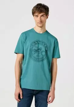 Футболка с принтом AMERICANA Wrangler, зеленый металлик