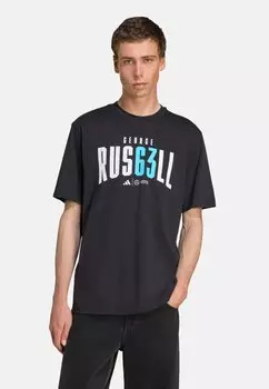 Футболка с принтом AMG PETRONAS NAS FORMULA ONE TEAM GEORGE RUSSELL TEE Adidas Performance, черный