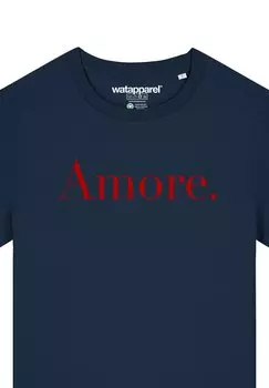 Футболка с принтом AMORE watapparel, темно-синий
