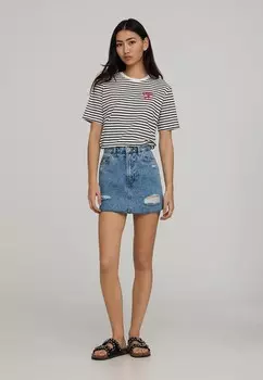 Футболка с принтом AMPIA A RIGHE CON RICAMO Terranova, черный