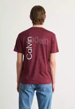 Футболка с принтом ANGLED BACK LOGO Calvin Klein, бордовый