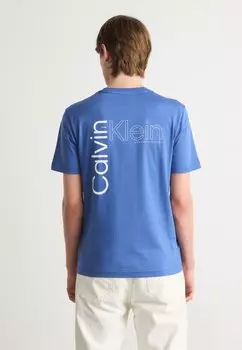 Футболка с принтом ANGLED BACK LOGO Calvin Klein, синий