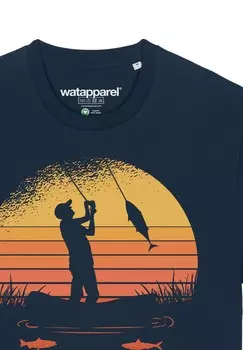 Футболка с принтом ANGLER watapparel, темно-синий