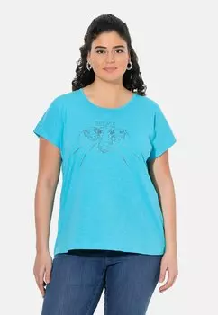 Футболка с принтом ANIMAL CAP SLEEVE GRAPHIC Ulla Popken, синий