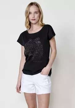 Футболка с принтом ANIMAL GLITTER Koroshi, черный
