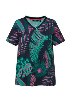 Футболка с принтом ANIMAL LEAF SHORT SLEEVE Ulla Popken, темно-синий