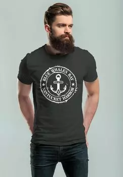 Футболка с принтом ANKER MOTIV MARITIM RETRO BADGE VINTAGE ANCHOR PR Neverless, цвет anthrazit