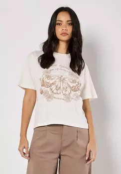 Футболка с принтом Apricot, бежевый