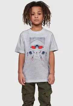 Футболка с принтом AQUAMAN BLACK MANTA ABSOLUTE CULT, цвет heather grey
